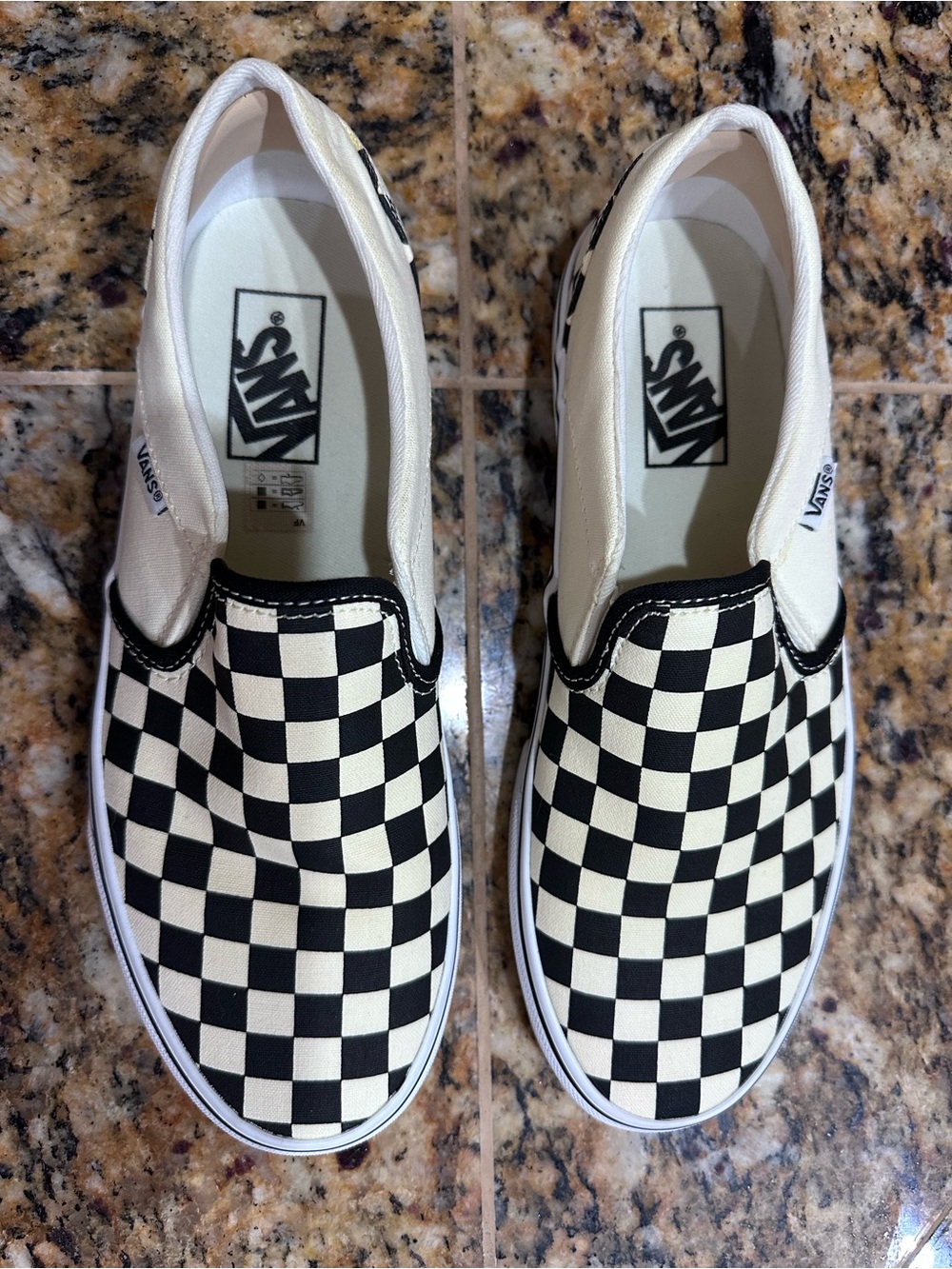 Vans Women’s 9.5 Checkerboard Slip-On Sneakers - Black & White